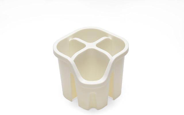 Addis 517940 Cutlery Utensil Drainer Caddy with 4 Compartments, Linen Cream, 14 x 14 x 13 cm