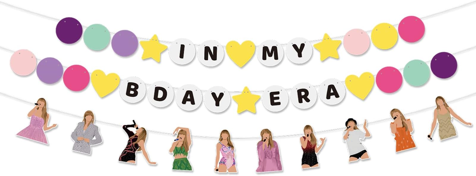 Pre-strung In My Birthday Era Banner Friendship Bracelet Garland for Singer Birthday Party Decorations Bday Photo Booth Backdrop, HBD Sign Supplies