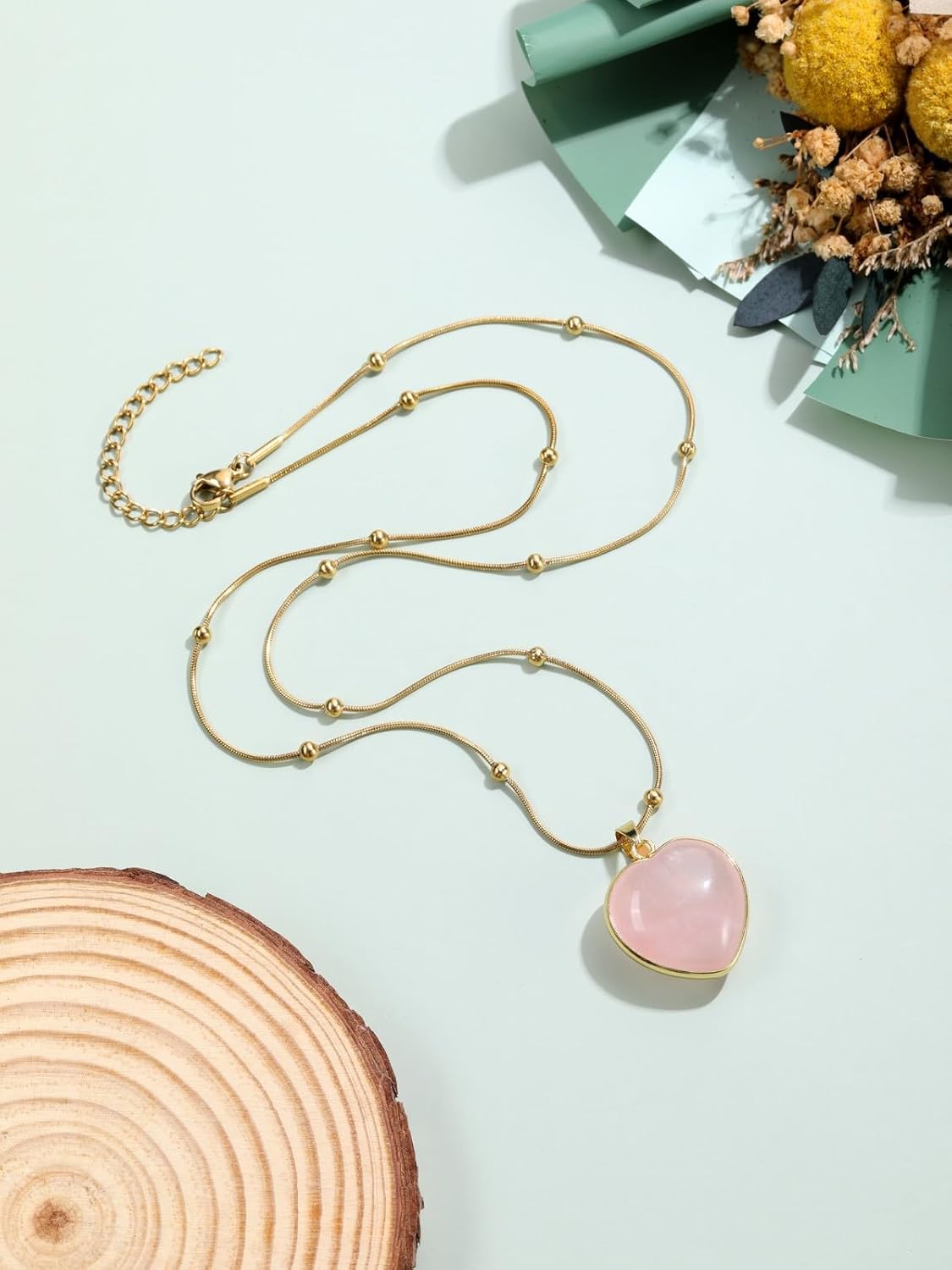 PESOENTH Crystal Heart Pendant Necklaces for Women,Healing Crystal Stone Gold Plated Necklace Gemstone Jewelry Gifts for Women Her Valentines Day Birthday Anniversary - Image 4