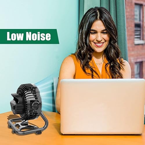 Miniatura 6 de Hitish Ventilador de camping con linternas LED, ventilador de 7800 mAh, recargable, funciona con pilas, con banco de energía, motor sin escobillas,