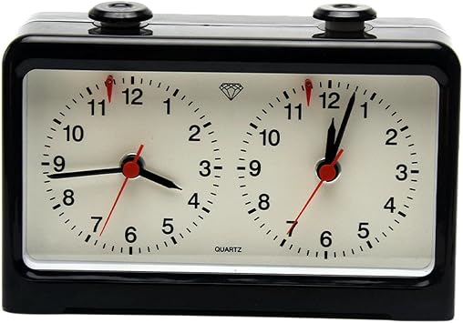 Quartz Analog Chess Clock, Professional Chess Timer with Count Up/Down for Board Game and International Chinese Chess Weiqi Competition Black