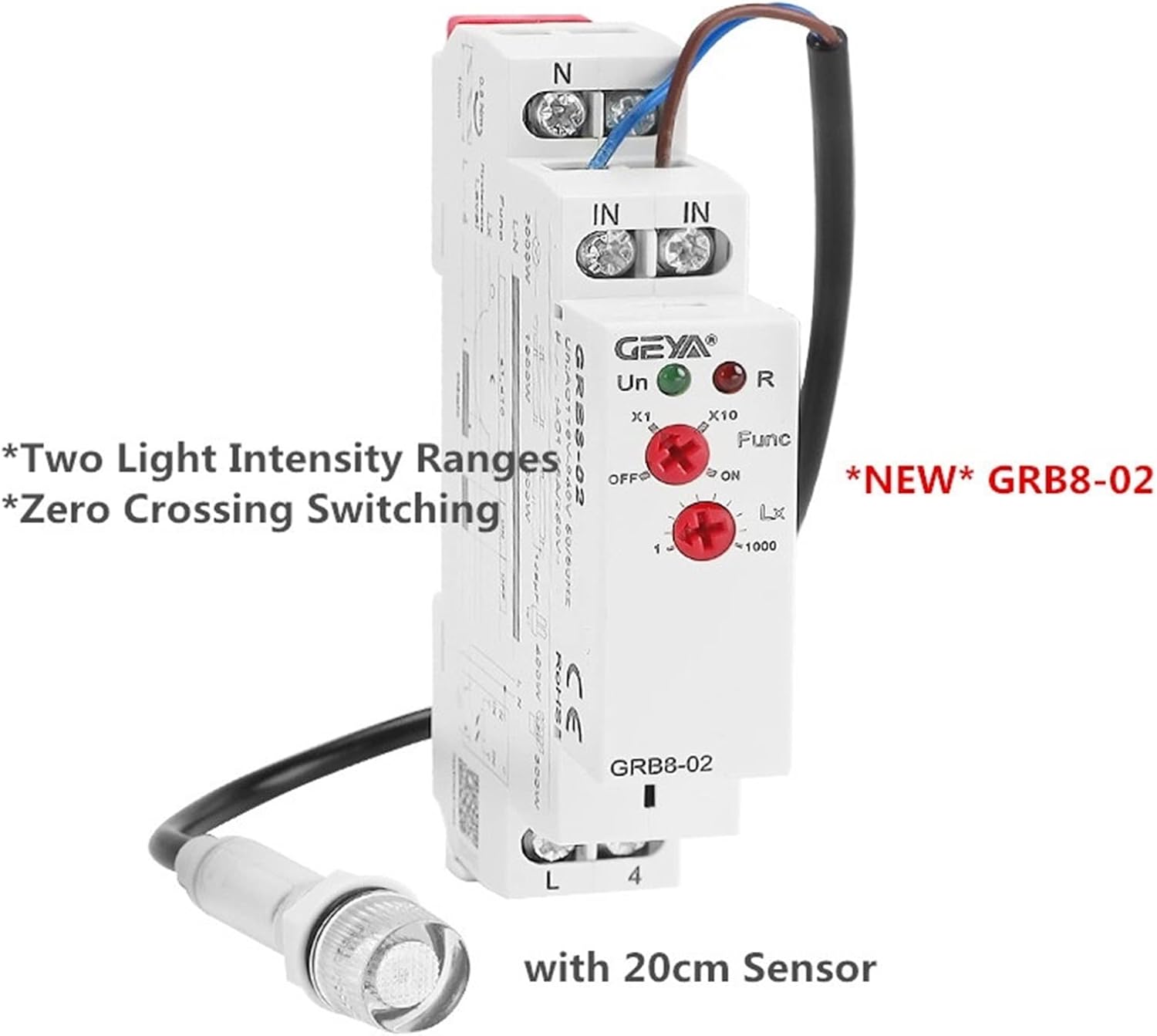 GRB8-01/02 Twilight Switch with Sensor AC110V-240V Photoelectric Timer Light Relay(GRB8-01 AC110-240V)