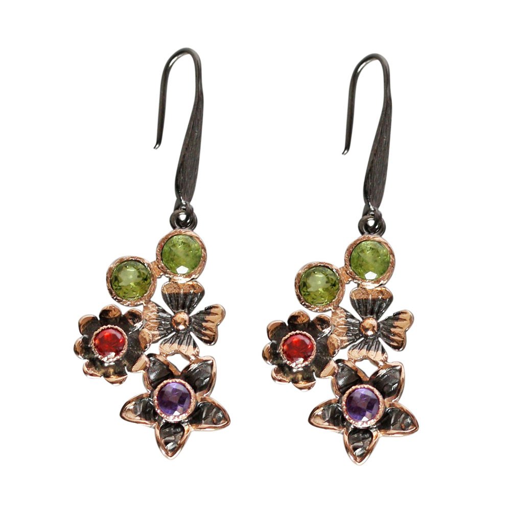 Boucles d'oreilles cornaline améthyste argent 925 anti-ternissement - 3