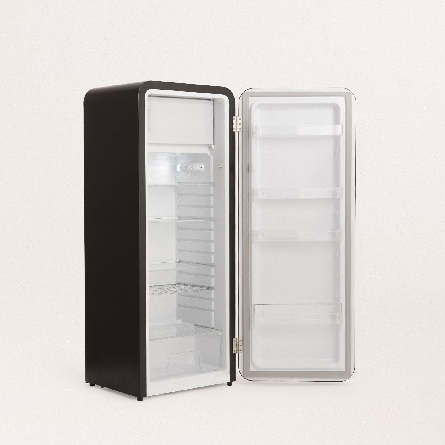 CREATE / RETRO FRIDGE 150 WOOD/Frigorífico blanco roto maneta madera con congelador 281L / 102W. bajo consumo. diseño vintage. 150cm. 3 estantes. regulador temperatura. botellero. 60x60x150cm — view 135