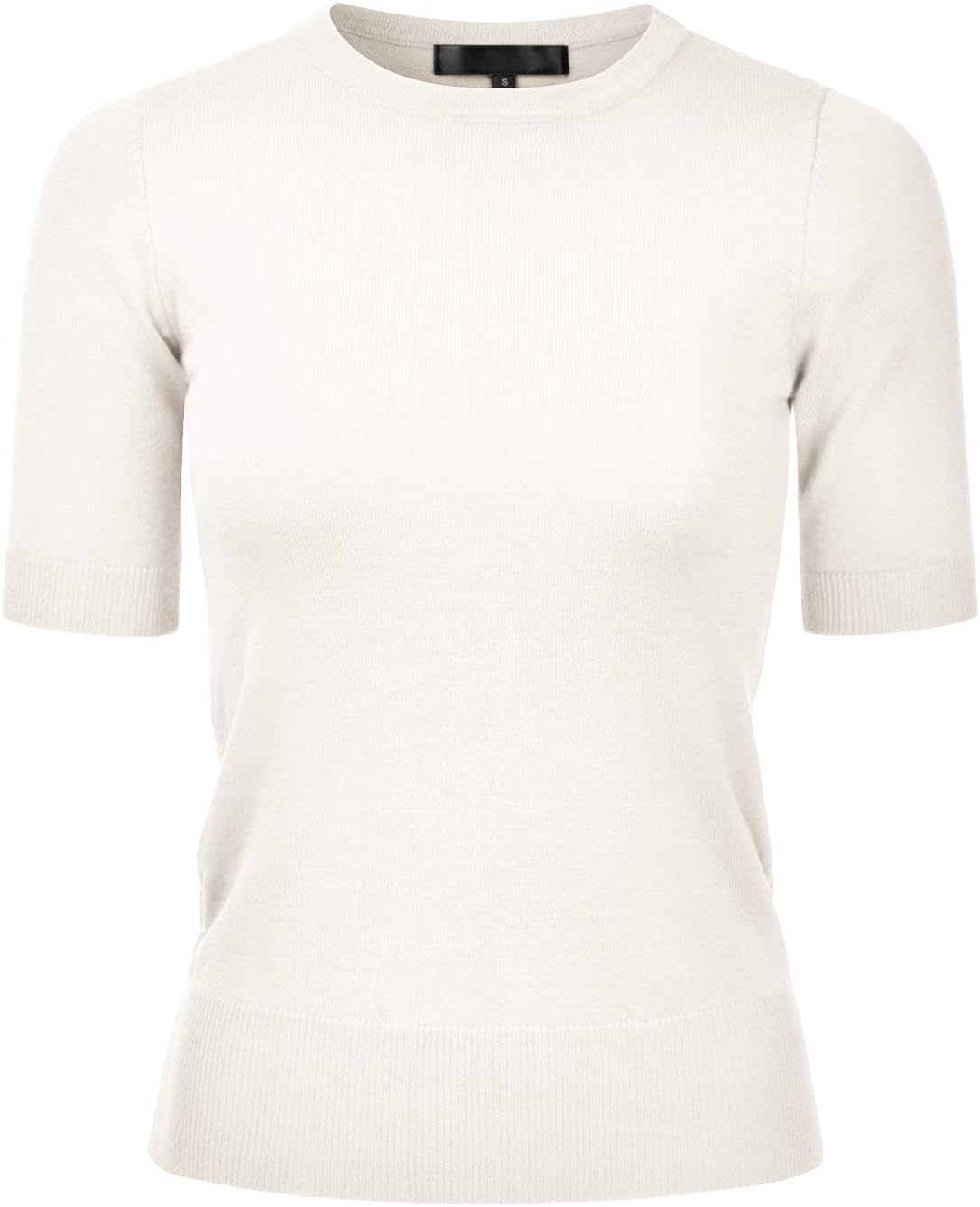 EIMIN Women's Crewneck 1/2 Sleeve Slim Fit Pullover Knit Sweater Top (S-XL)
