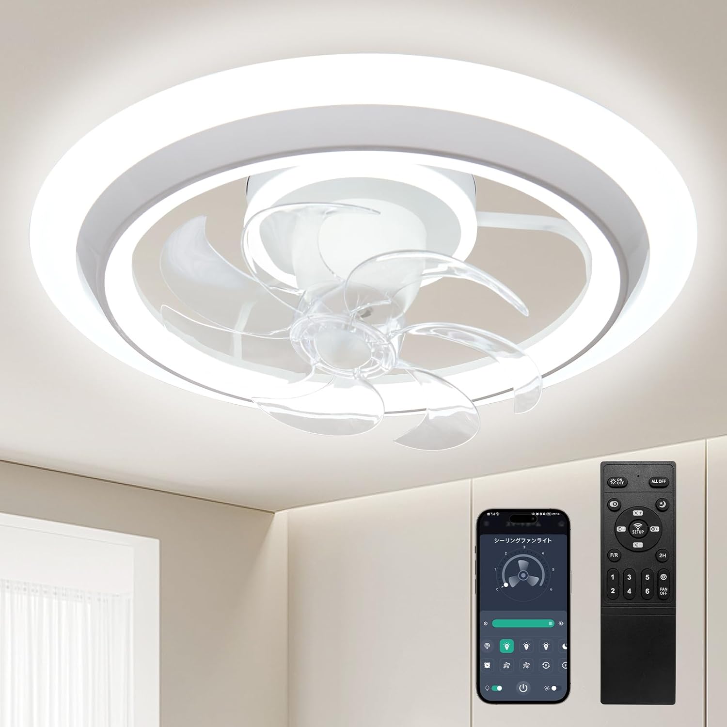 LOWYA-シーリングライト 3パターン点灯 シーリングファン 照明