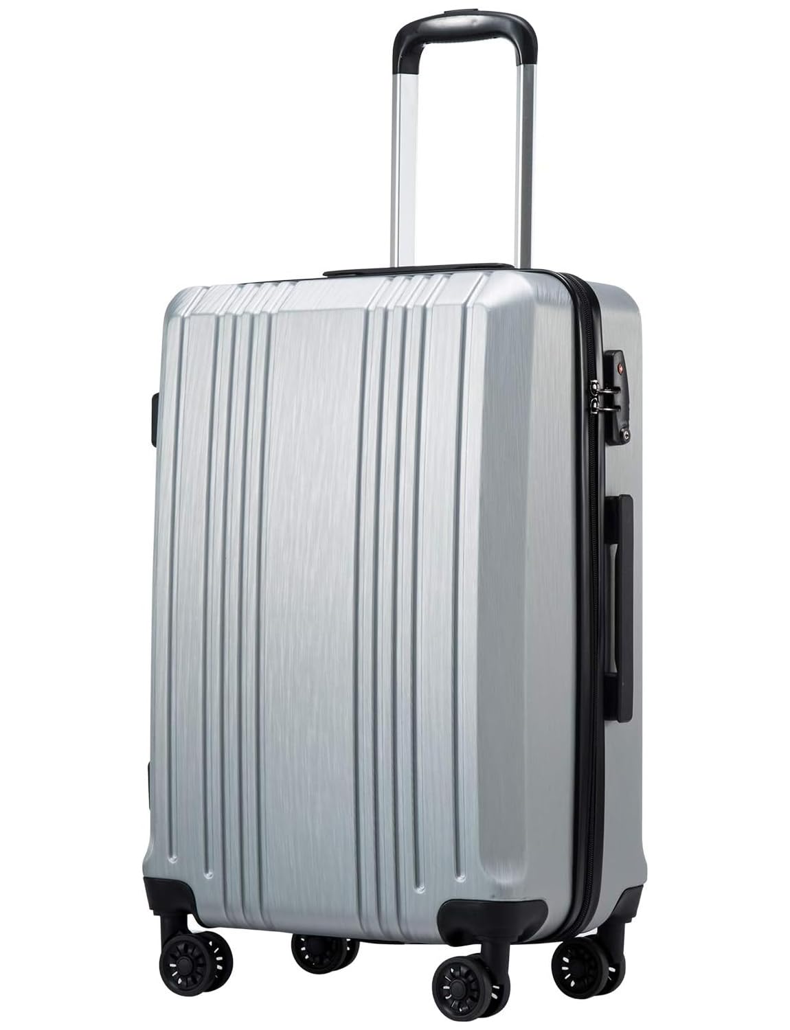 Coolife Luggage PC+ABS Hardshell Suitcase with TSA Lock, Spinner Carry On Lightweight (sliver, S(20in_carry on))