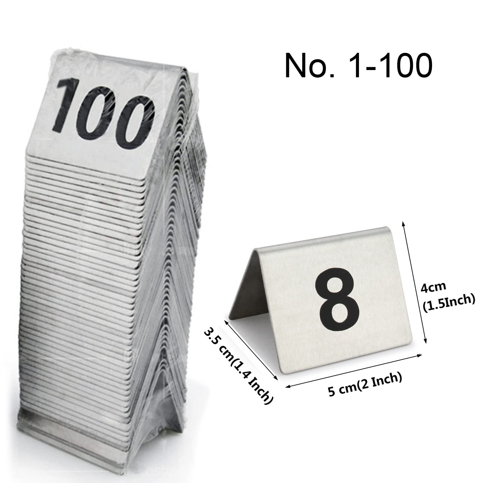 Doppelseitige Tischnummern 1-50 1-100 Tischkarten Tischkartenhalter, leicht zu lesen, stark, langlebig, für Küchenessen, Hochzeitsbankette, Tischschilder in Restaurants (1 bis 50 5 x 4 cm (2 x 1,8 Z