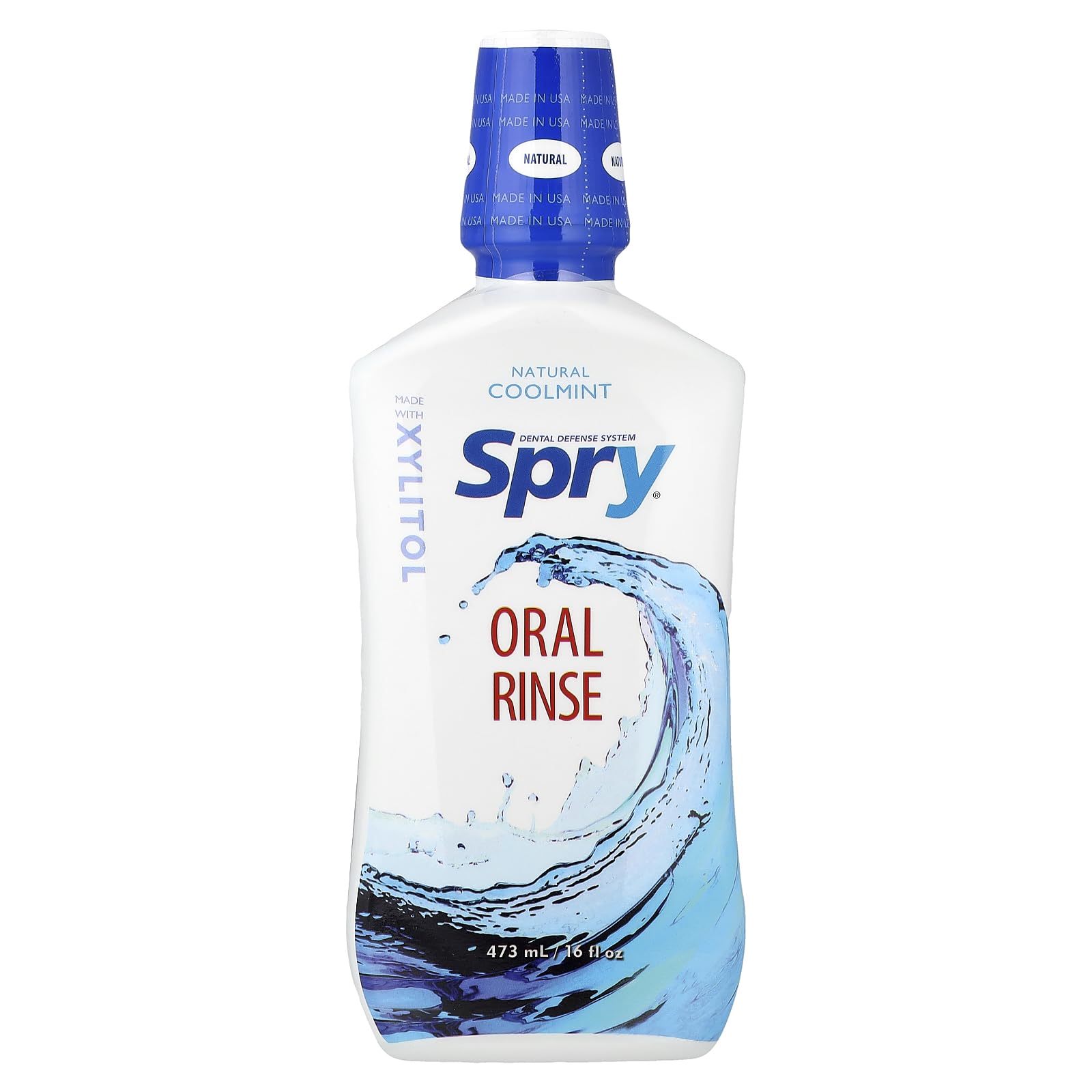 Spry Natural Mouthwash Dental Defense Oral Rinse with Xylitol, All-Natural Coolmint, 16 fl oz (Pack of 1)