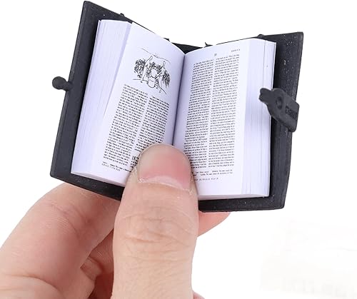 Miniatura 3 de Biblia en miniatura, 1:12, mini casa de muñecas, muebles de bolsillo, accesorios de libro, libro con tapa para la Biblia, juguete en miniatura,