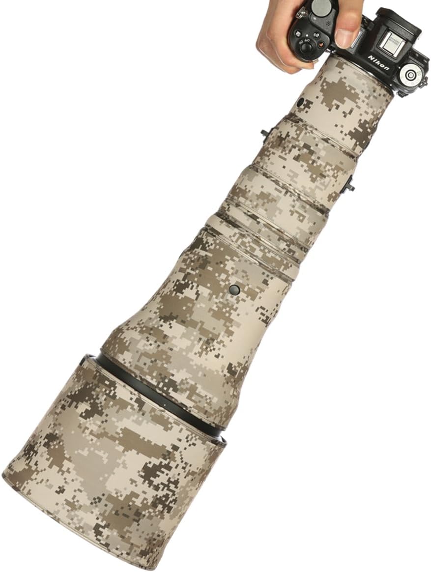 CHASING BIRDS Lens Camouflage Waterproof Coat for Nikon Z 800mm f/6.3 VR S Rainproof Lens Protective Cover Version IV (Brown Grid, with 1.4X TC)