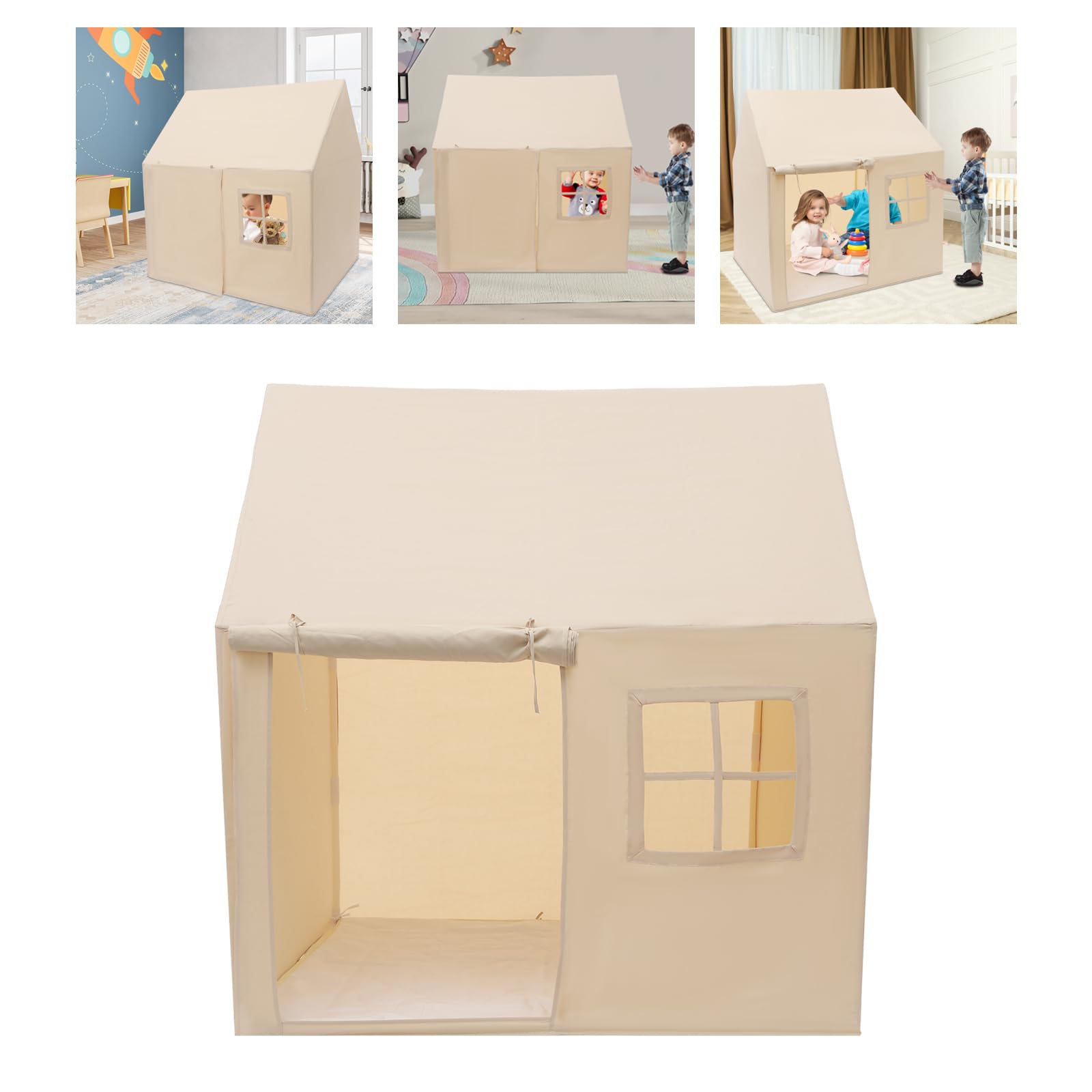 Beige Kindertelt Drinnen, Boden stehend Zelt Spielzelt für Kinder, für Wohnzimmer, Kindergärten, Kinderzimmer, Schlafzimmer 125 * 90 * 125 cm