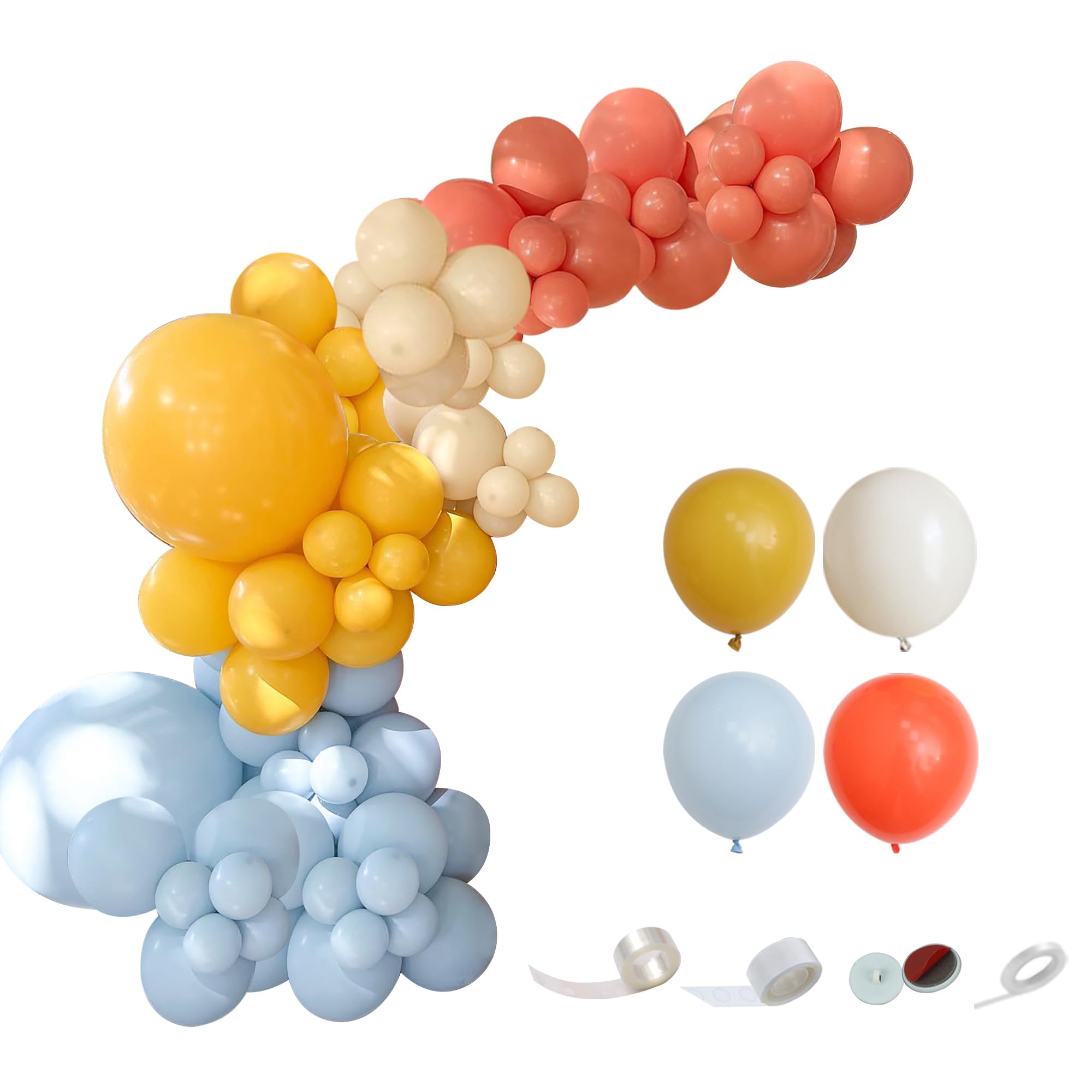 Shivnsotpa Balloons Sets102 PCS Mustard Yellow Matte Coral Sand Balloons Garland Arch Kits for Birthday Party,Baby Shower,Bridal Shower,Celebration,