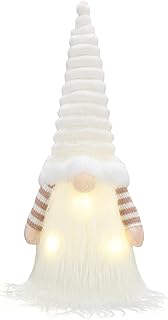 Valery Madelyn Christmas Tree Topper Decorations,Nodic Gnome with 17 inch Gold and White Santa Tree Top Star, with 3 Warm LED Lights, Timer Battery Box (Batteries Not Included),Perfect for gift