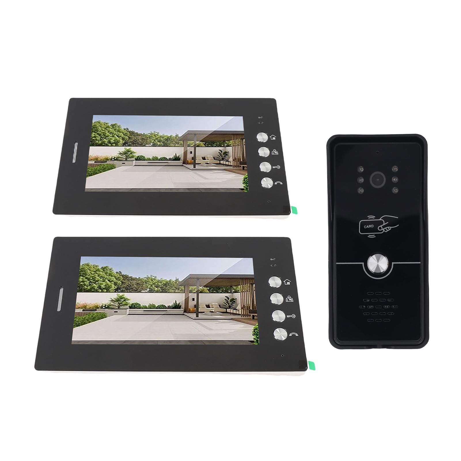 Generic Système d'entrée d' Filaire 7 Pouces HD avec 2 Unités - Le Kit de Caméra de sécurité Professionnelle pour Villa Apartment, 6 Cartes 'accès Incluses dans Le Matériel Abscamera (Prise UE)