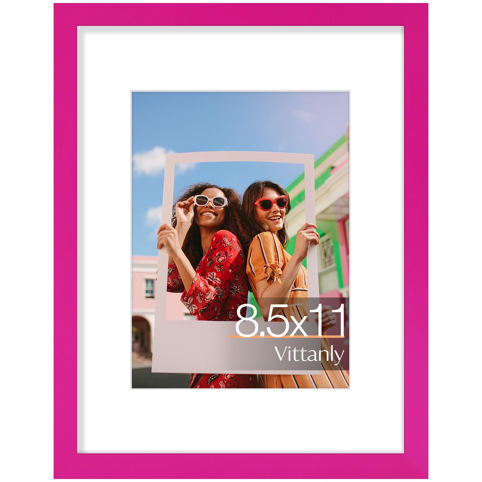 Vittanly Diploma Frame, Premium Material with Shatter Resistant Plexiglass, Display Pictures 6x8 with Mat or 8.5x11 without Mat, 8.5x11 Picture Frame for Wall or Table Top Display, Rose Red, 1 Pack