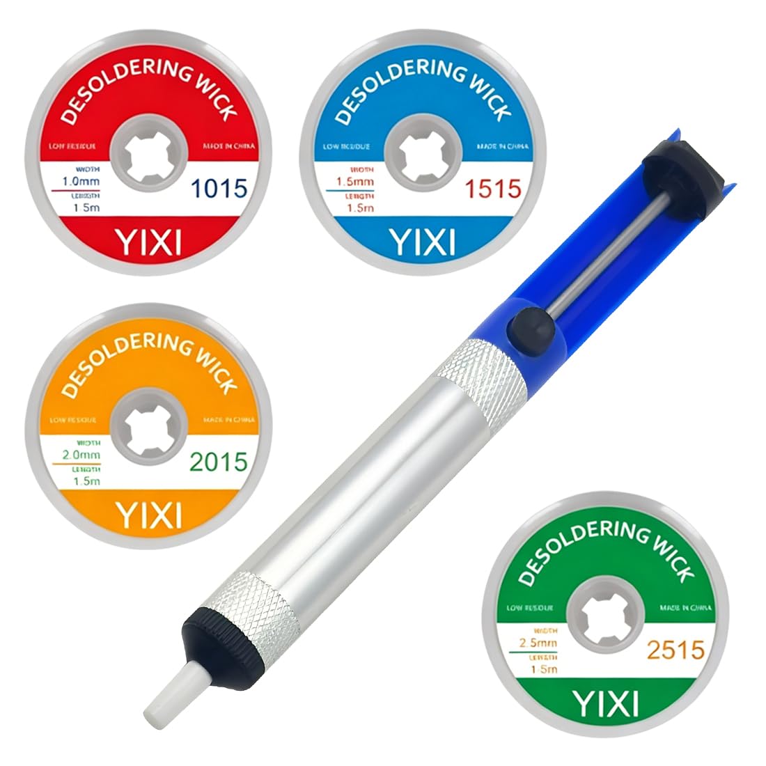 GXGM 5 Pezzi Dissaldatore Aspira Stagno, Treccia Dissaldante, Succhiastagno, Pompe Dissaldanti, Pompa Dissaldante Professionale per l'aspirazione di Stagno di Saldatura liquido