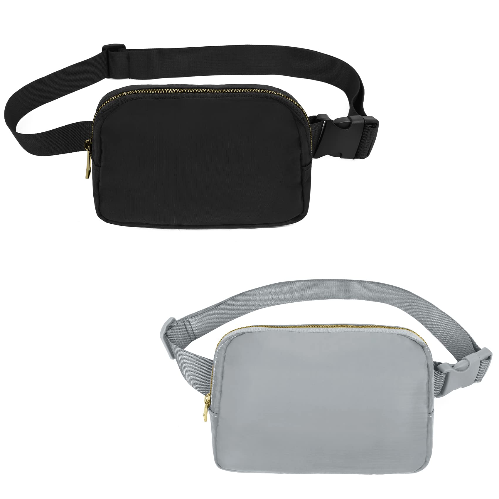 VOROLO Fanny Pack For Women And Men Crossbody Bag Black+Light Grey