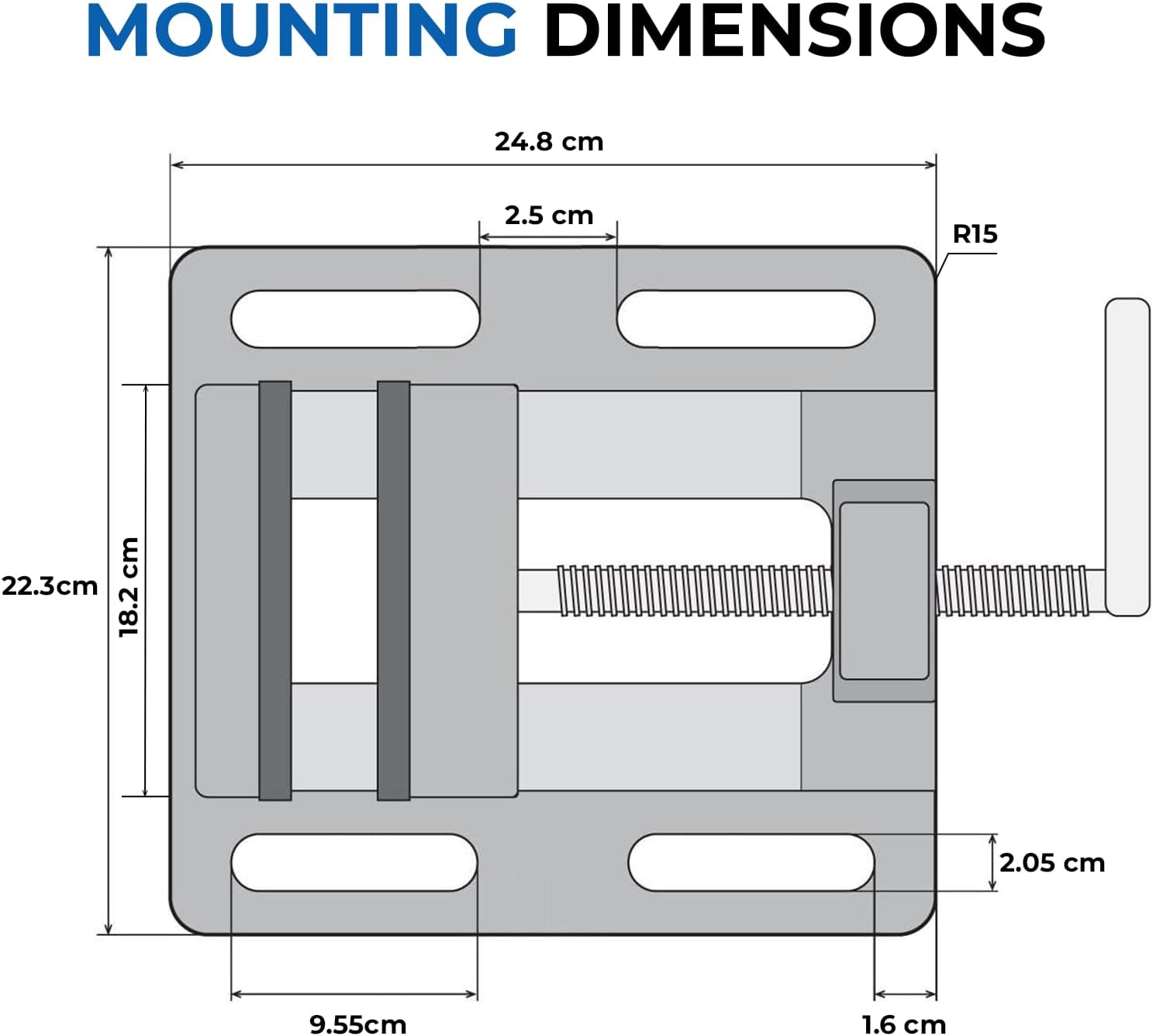 Forward Q196A 6 Inch Drill Press Vise Portable Bench Vise with Slotted Base, 6" Jaw Width