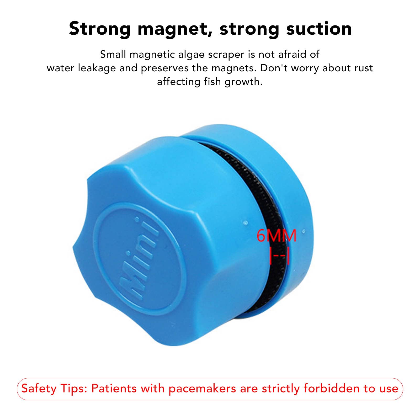 Gavigain Magnetic Aquarium Scraper, Rusts Proof, Leak Proof, Soft Fabric, Easy to Use, for Freshwater and Saltwater Aquariums (Blue)