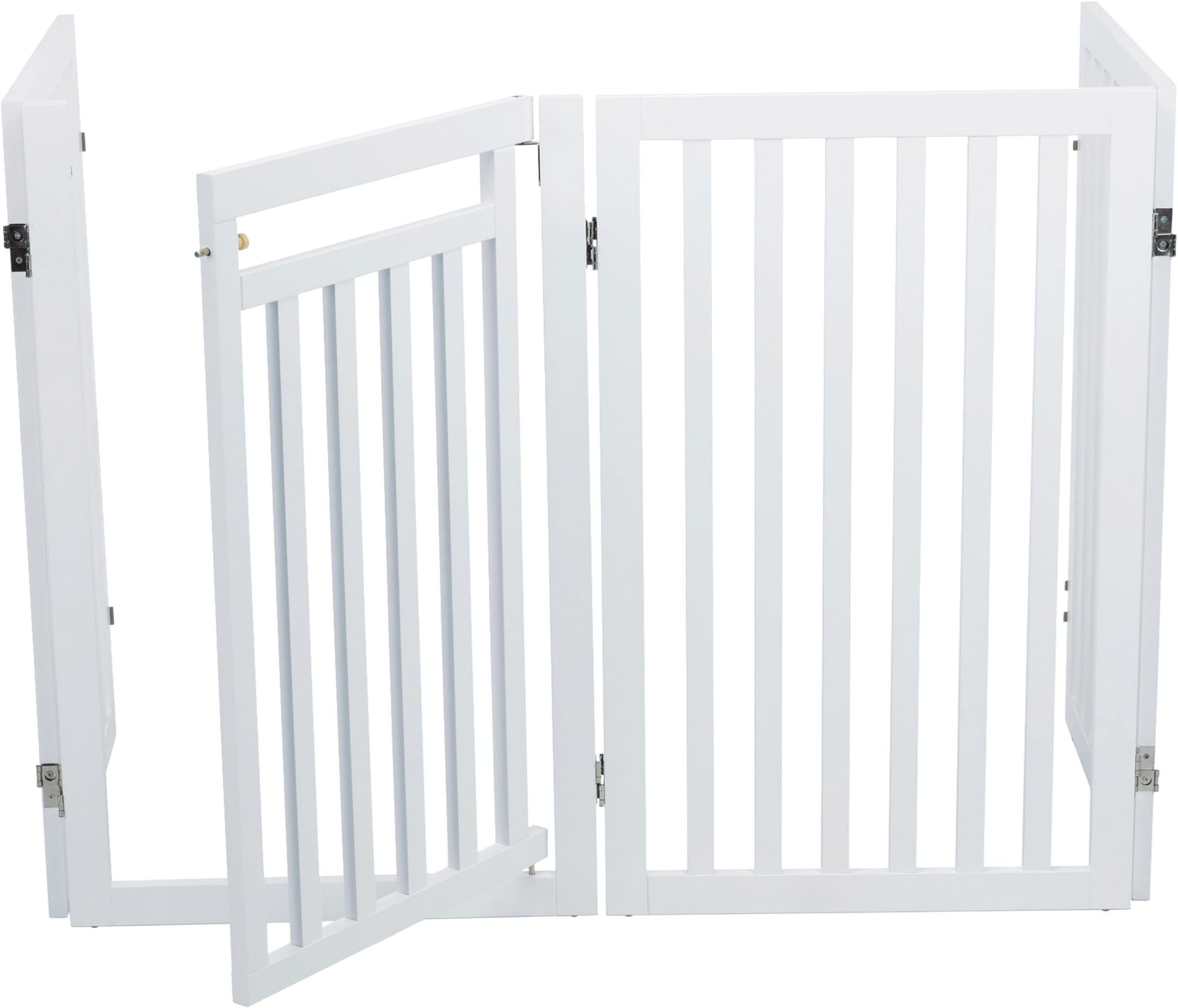 TRIXIE Freestanding 4-Panel Pet Gate, Foldable Pet Barrier Fence, Convertible Pet Pen, 32-in Tall, Walk Through Door, White