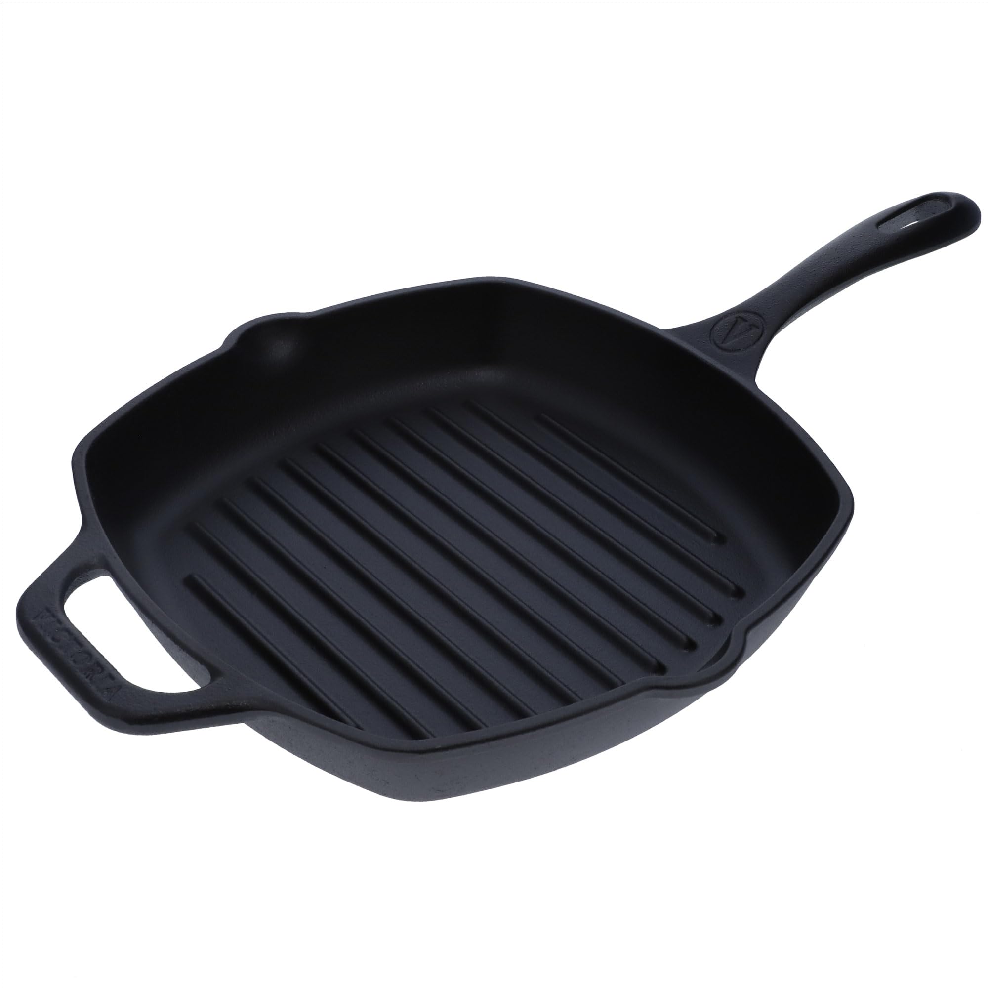VICTORIA Padella Bistecchiera in Ghisa Smaltata Induzione da 25x25 cm, Adatta per, Fuoco, Barbecue, Forno, Vetroceramica e Gas, Cast Iron Skillet Senza Sostanze Tossiche, Senza PTFE e PFOA