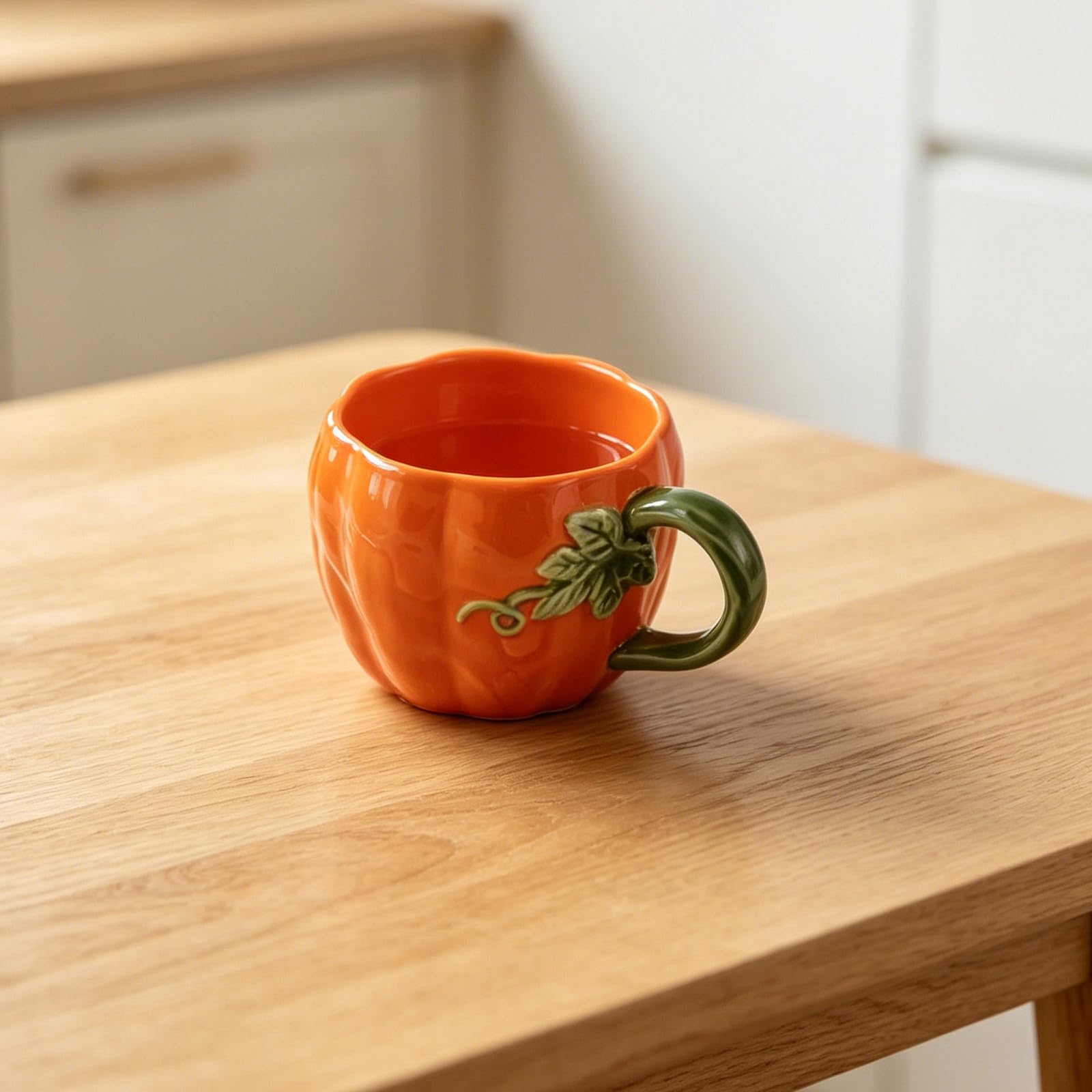 NUOBESTY Taza de Cerámica con Forma de Calabaza Y Asa, 380 Ml/12,8 Oz. Taza de Café con Temática de Halloween para Café, Té, Agua, Leche, Chocolate Caliente Y Decoración Navideña.