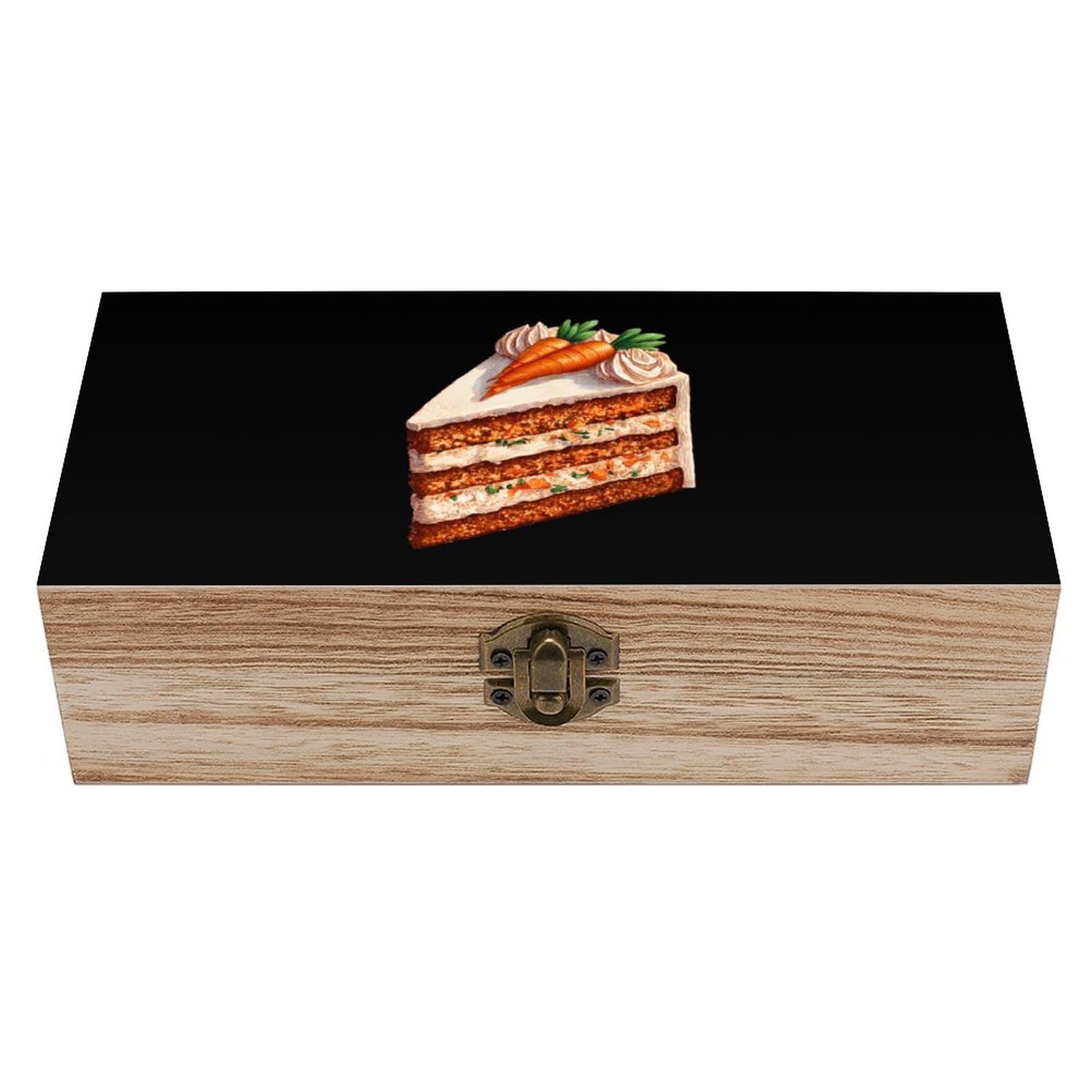 HLBSDM Carrot Cake Wooden Storage Box Craft Memory Keepsake Treasure Chest Box Jewelry Organizer