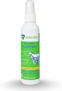 Healers PetCare Wound Cleanser Spray for Pets, 4 oz | Natural HOCl formula, no-rinse spray, cuts, scrapes, hot spots, gentle near eyes, ears, nose, mouth, pets