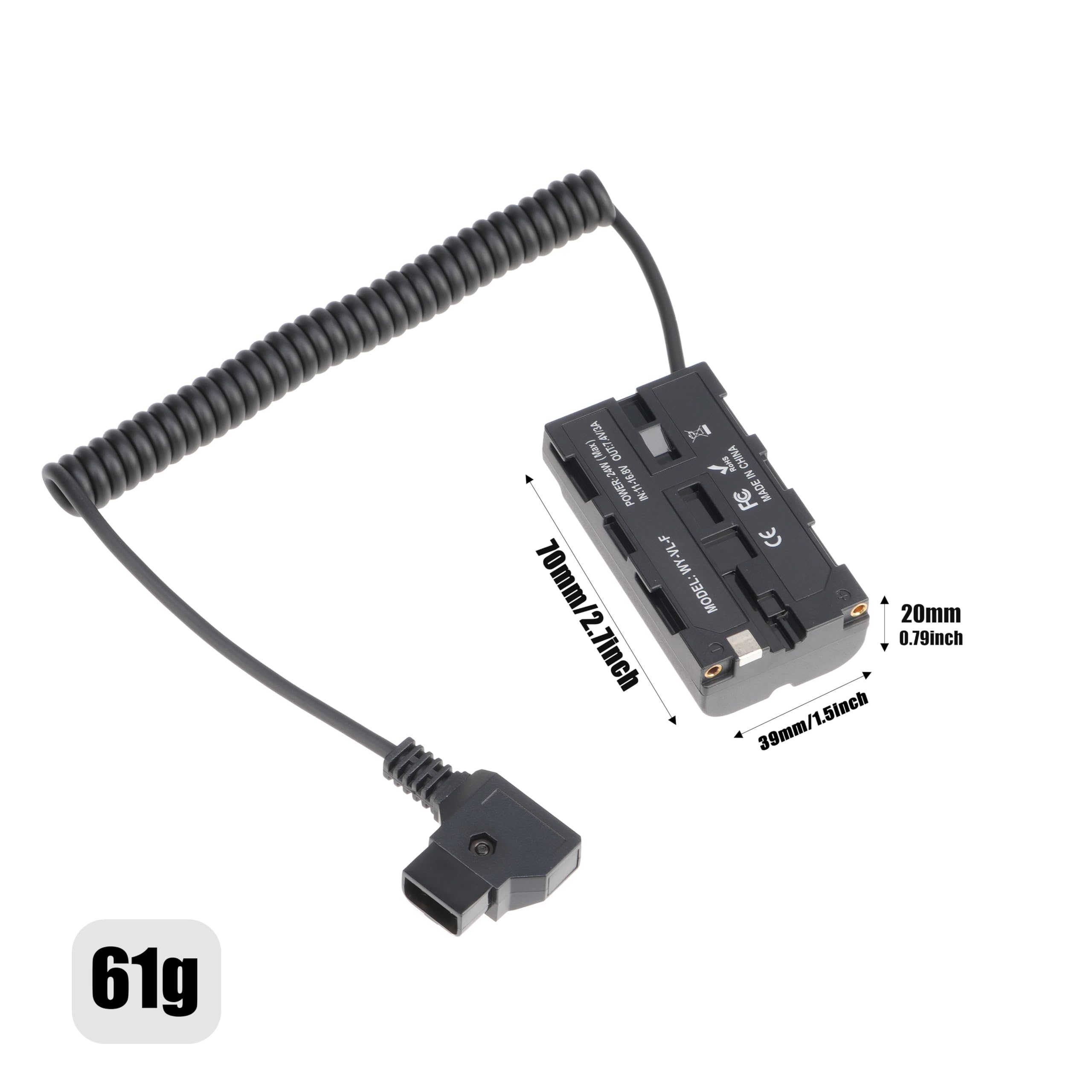 FOTGA D-Tap on NP-F550 Coupleur factice décodé pour batterie factice Adaptateur DC pour Sony NP-F970/570/750/770/960 pour caméra de champ vidéo LED Z-CAM DSLR Camera