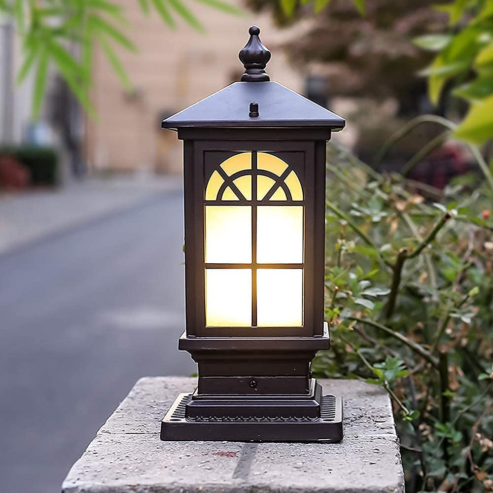 ZHAOZHAO Modern Alluminio Post Pillar S Outdoor Piove a Pieve Punto a Pressione Pietra Pedestal Pedestal Exterior Lampade in Vetro