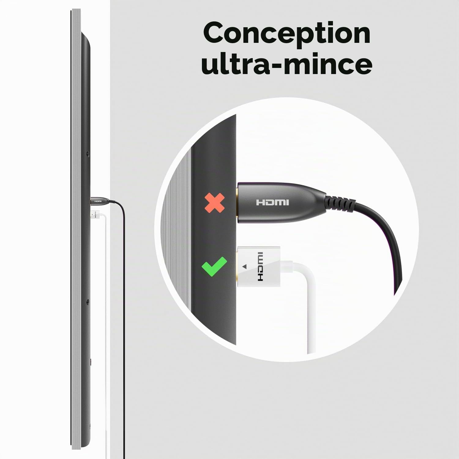 deleyCON 2m 4K HDMI 2.0 Câble Slim (Petit et Flexible Câble HDMI) - 1080P 2160P UHD ARC HDR 3D pour TV, Moniteur, Projecteur, Laptop, Notebook, PC, Ordinateur, PS4, PS5, XBOX - Blanc