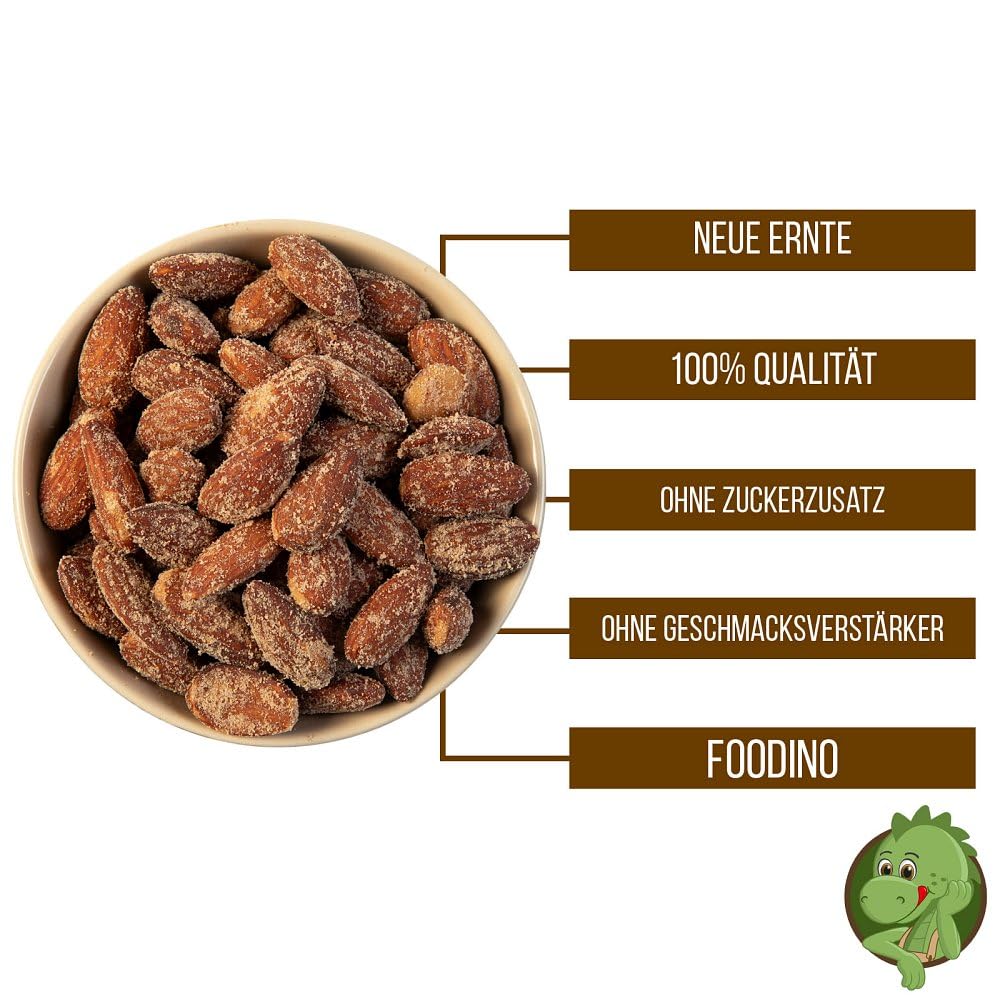 Rauchmandeln geröstet und gesalzen mit Haut knusprig mit Raucharoma ganze Mandelkerne 1kg 5kg Rauchmandeln wiederverschließbar Premium Qualität FOODINO (1kg)