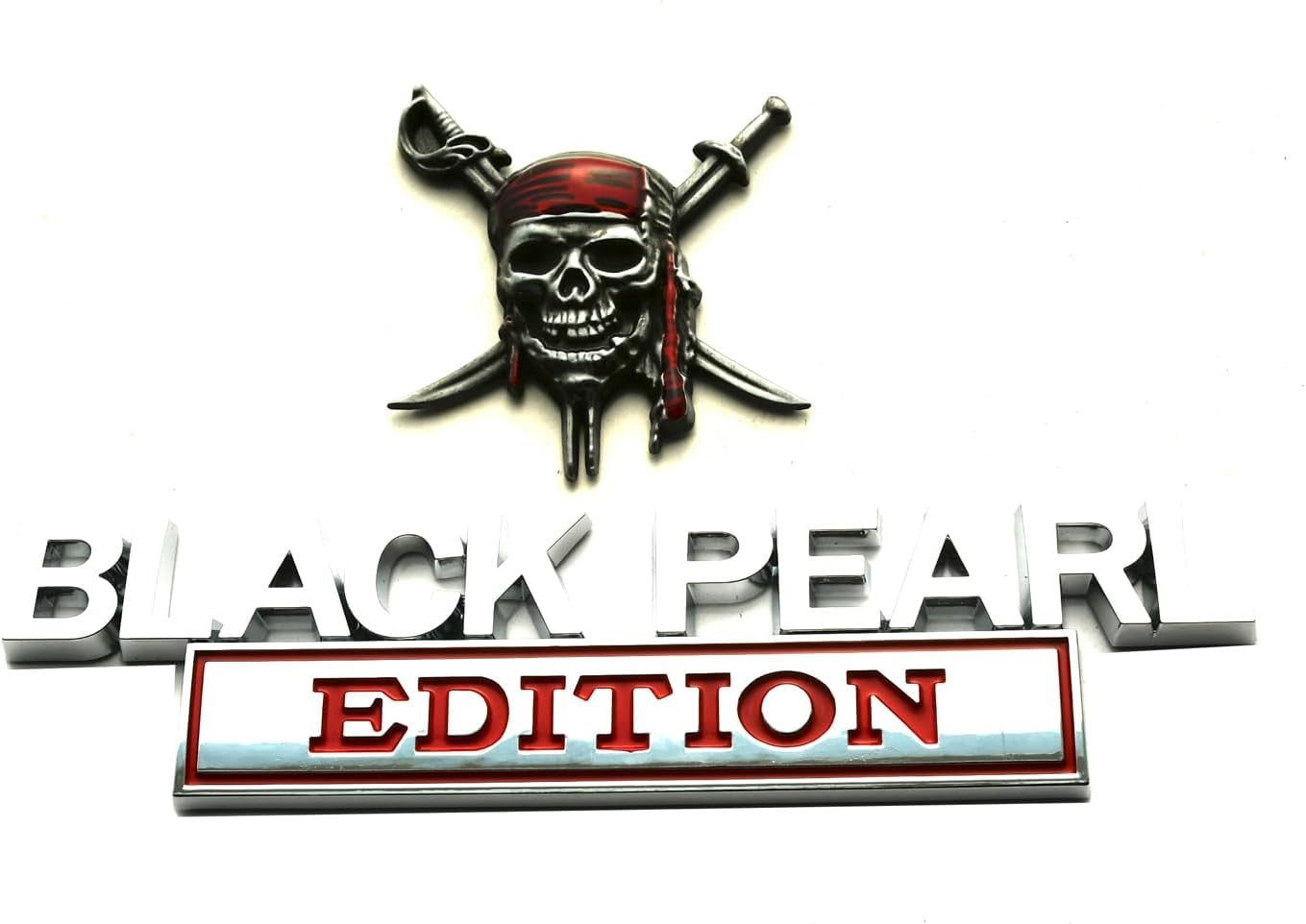 Set Pirate Black Pearl Emblem Captains Jack Sparrow 3D Sticker Car Badge Decal Custom Fit for Universal Car Truck SUV Vehicle (Black Red)