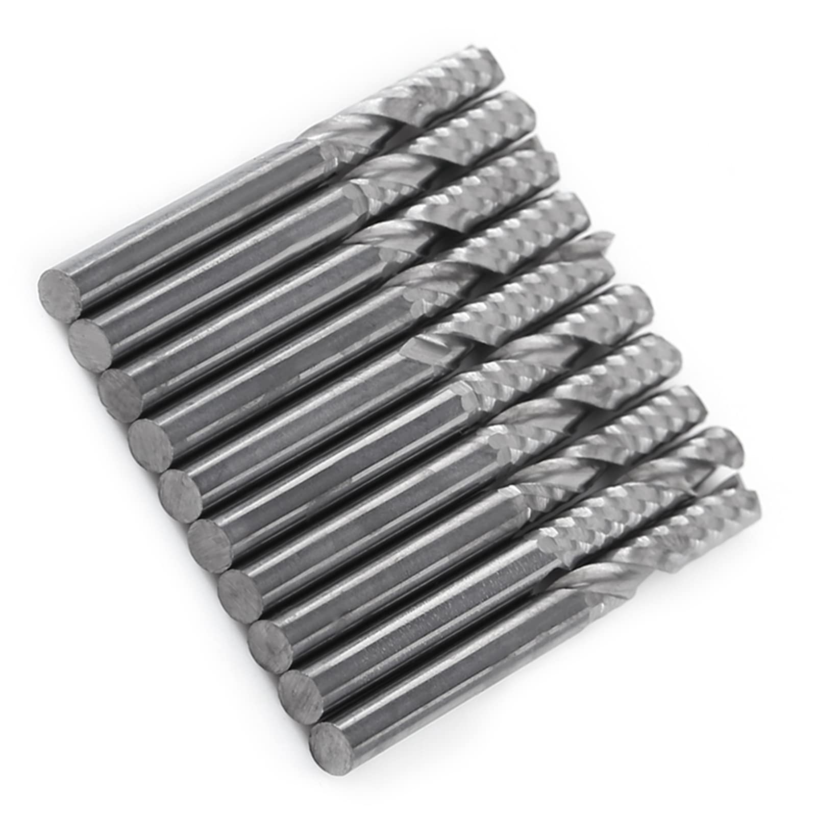 10 pezzi di fresa a testa singola con scanalatura, punte da fresatura CNC in carburo di tungsteno con diametro del gambo di 3,175 mm e lunghezza del tagliente di 22 mm per legno, a