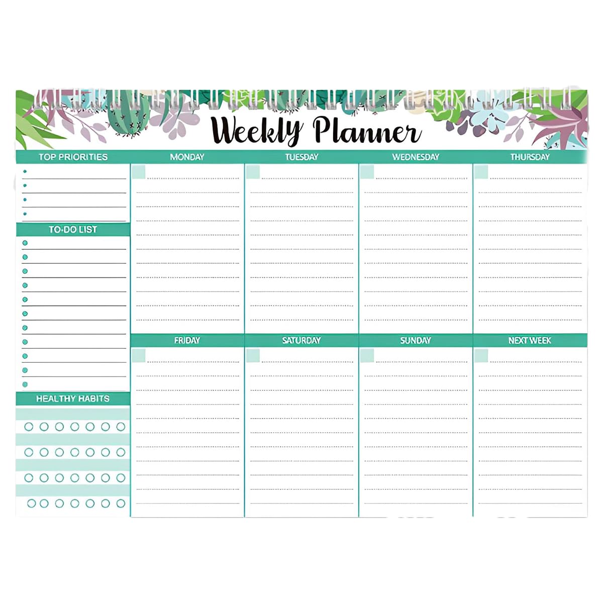 RayyanWeekly Planner,To Do List Notepad,Weekly Agenda Planning Pad,Spiral Weekly Planner with Checklist,Tear Off Note Pad,Suit for Work,Personal Organized,School,Shopping List(52 Sheets)