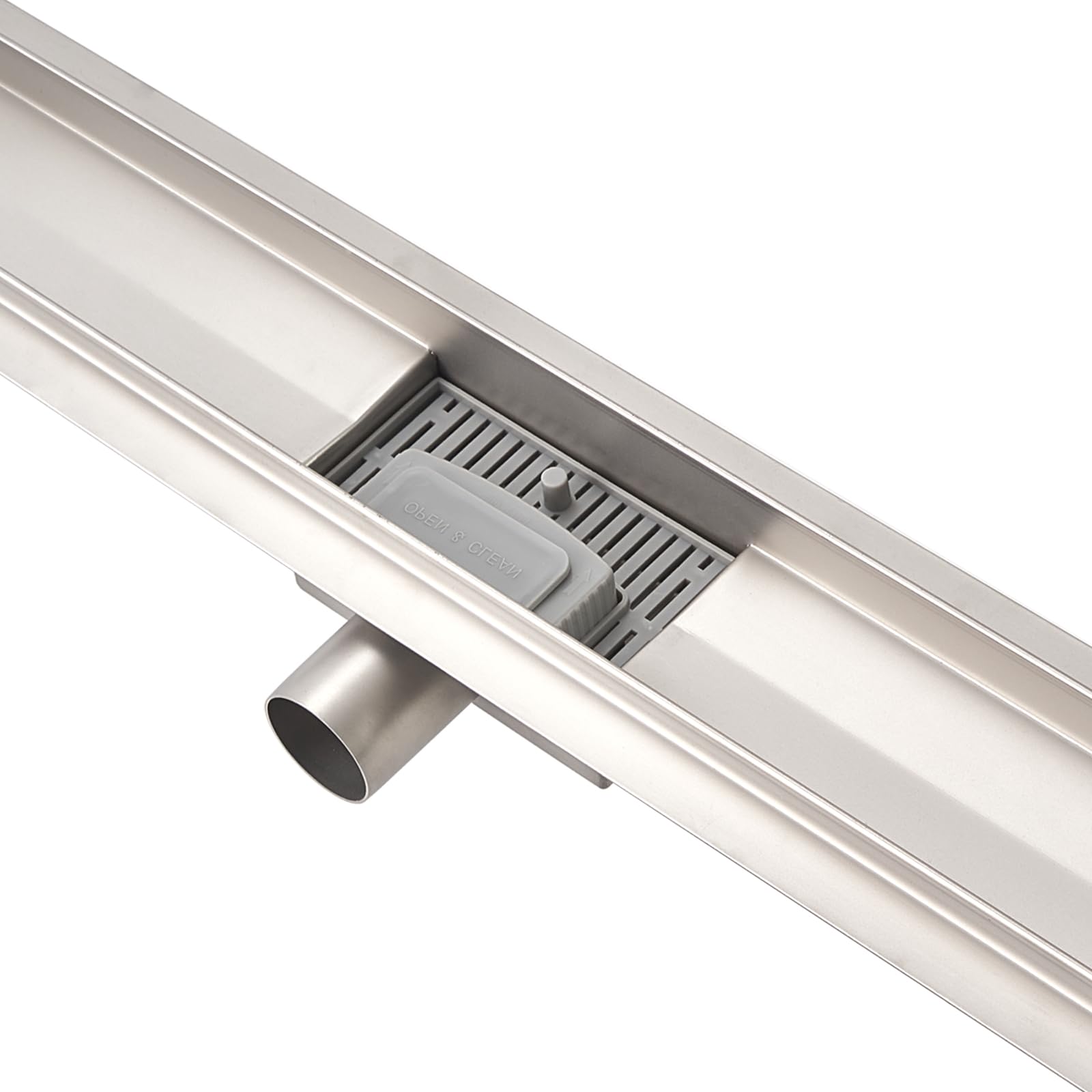 Caniveau Douche 2 en 1 de 60cm, Acier Inoxydable Chromé, Drain Douche Italienne avec Siphon et Filtre