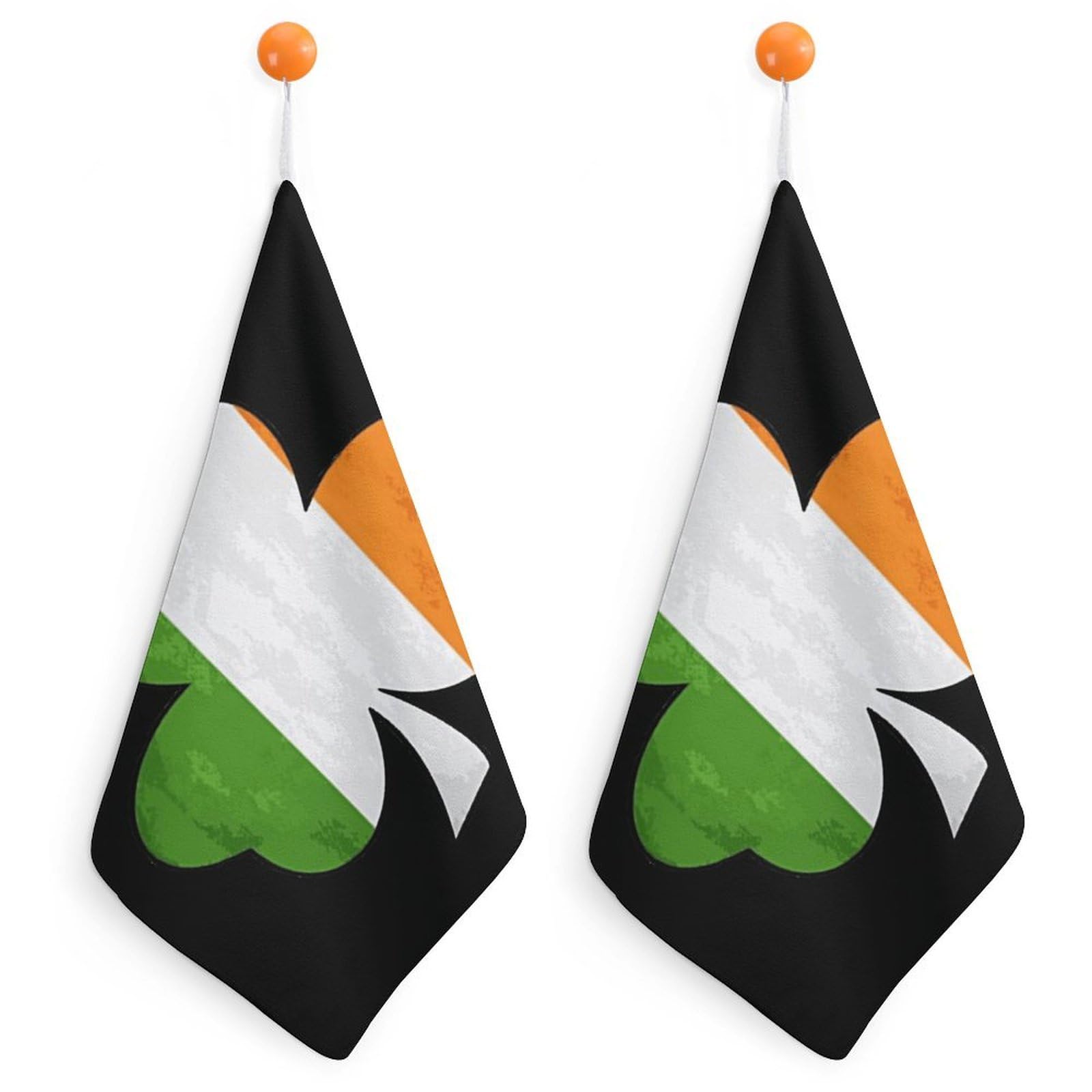 TXFBTRFSA Irish Flag Shamrock Clover Hand Towels with Hanging Loop Kitchen Towel Handkerchiefs Cleaning Cloths
