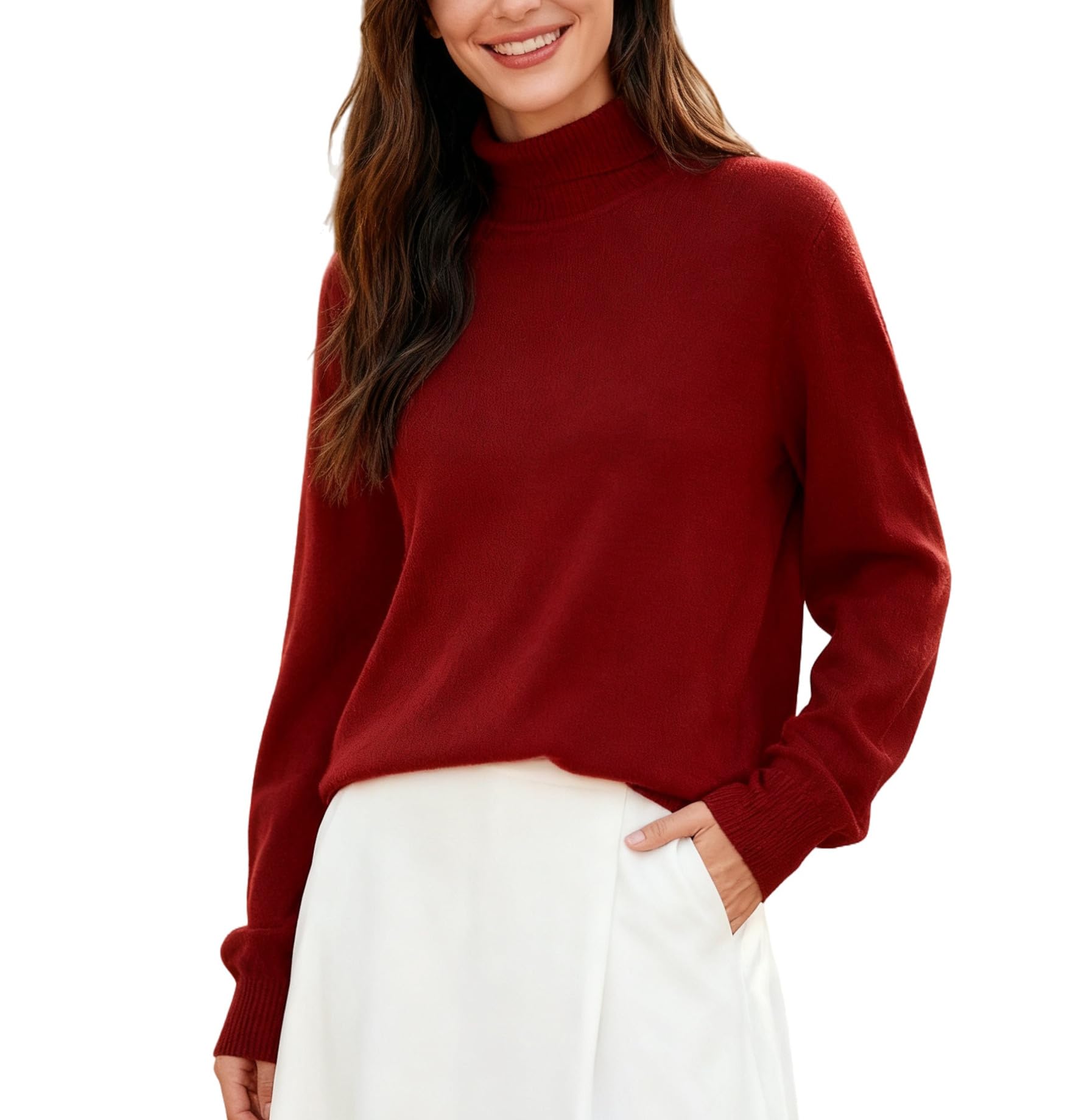 SANGTREE Womens Turtleneck Wool Sweater Soft Warm Stylish Versatile Knit Pullover