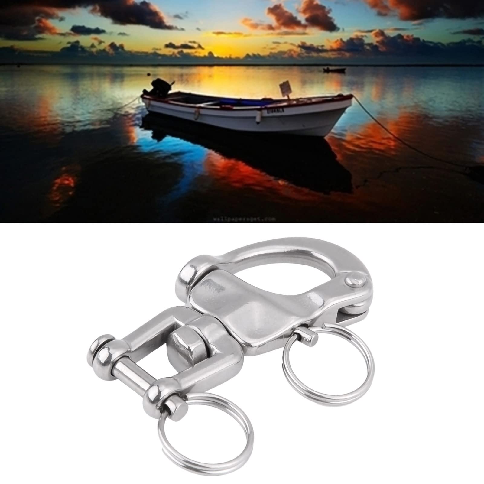 QANYEGN Stainless Steel Jaw Swivel Snap Shackle, High Quty Swivel Shackle, Boat Snap Shackles for Sailboat(70mm)