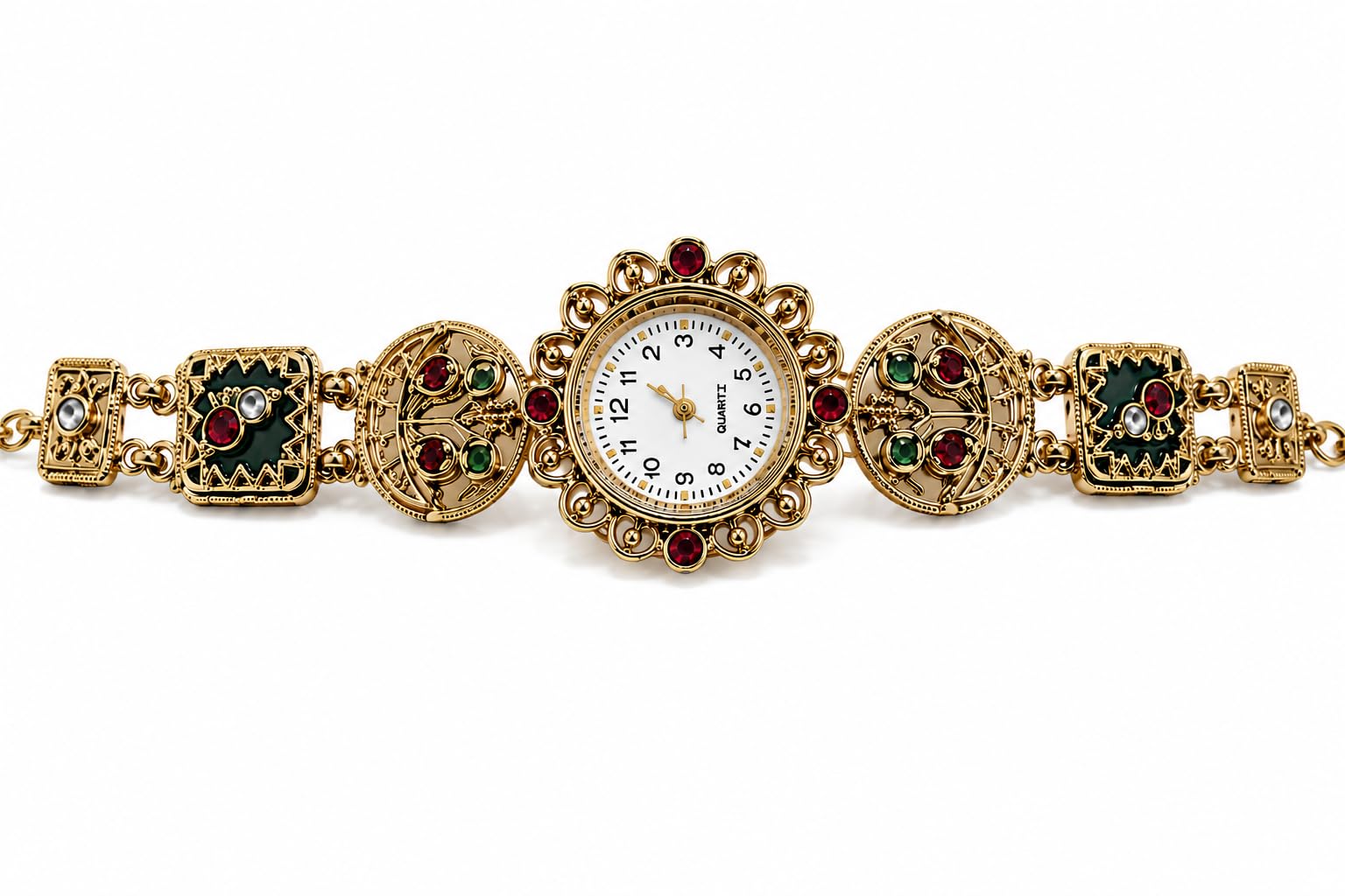 Shree KB Fashions Kashmiri Traditional Bracelet Watch for Women & Girls | Ethnic Gold Plated Analog Fashion Watch-image-14