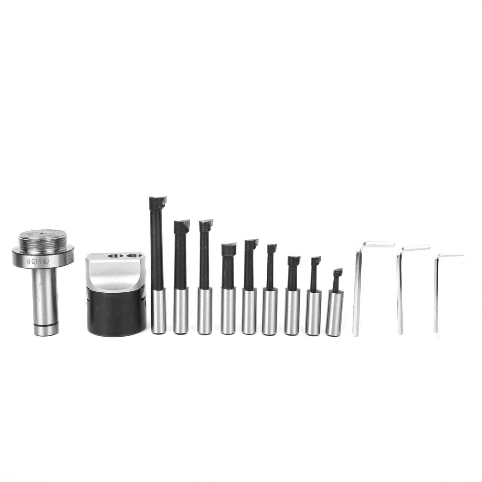 Jeanoko C20-F1-12 9PCS Boring Head Shank Cutter Set Kit de forets d'alésage en acier au carbone Kits d'outils de fraisage CNC haute dureté pour fraiseuses