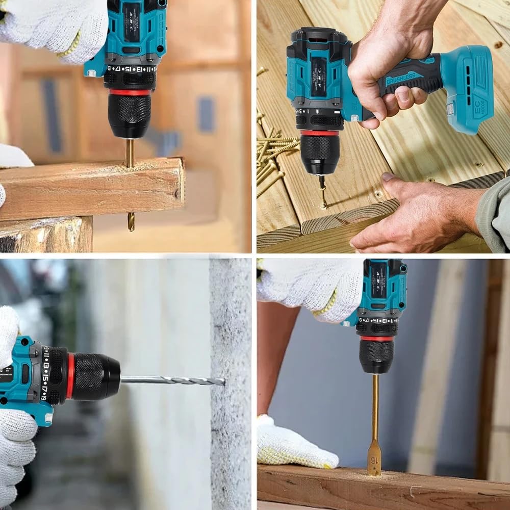 A.M.C. Kit Completo Professionale Fai da Te 3 in 1 con Trapano Avvitatore a Batteria, Smerigliatrice Angolare a Batteria, Trapano ad Impulsi Svita Bulloni 88v