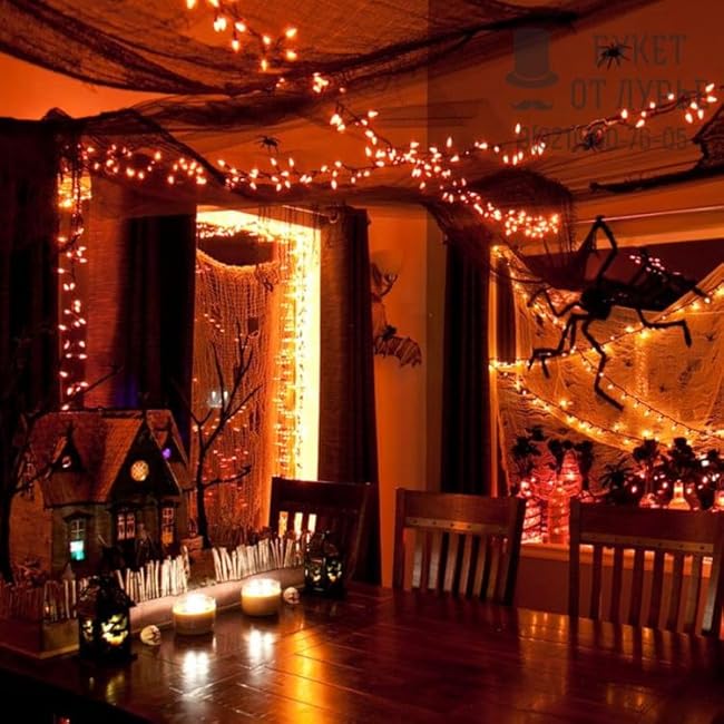 Orange Halloween Light, 100 Count 20FT String Light,120V UL Certified Orange String Lights, Plug in Brown Wire Fall Lights Waterproof for Spooky Thanksgiving Party Decor