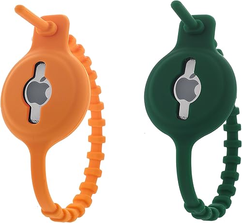 Paquete de 2 correas de pulsera antipérdidas para buscador de casos AirTag, funda protectora de silicona suave, compatible con soporte de correa