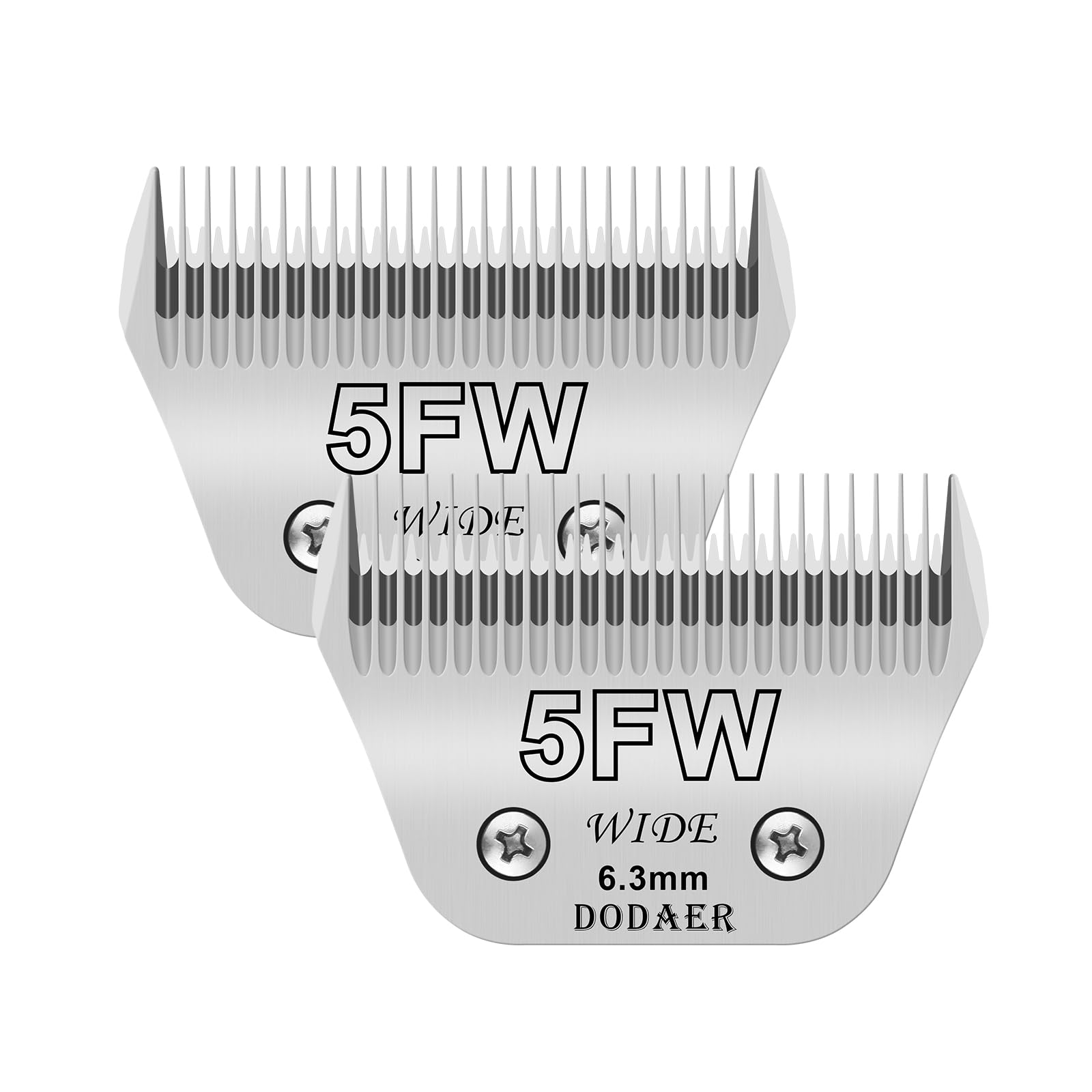 DODAER 2 Pack 5 Wide Blades for Dog Grooming,Compatible with Andis,Oster A5,Wahl km10 Clippers,Cutting Length 1/4" (6.3mm)
