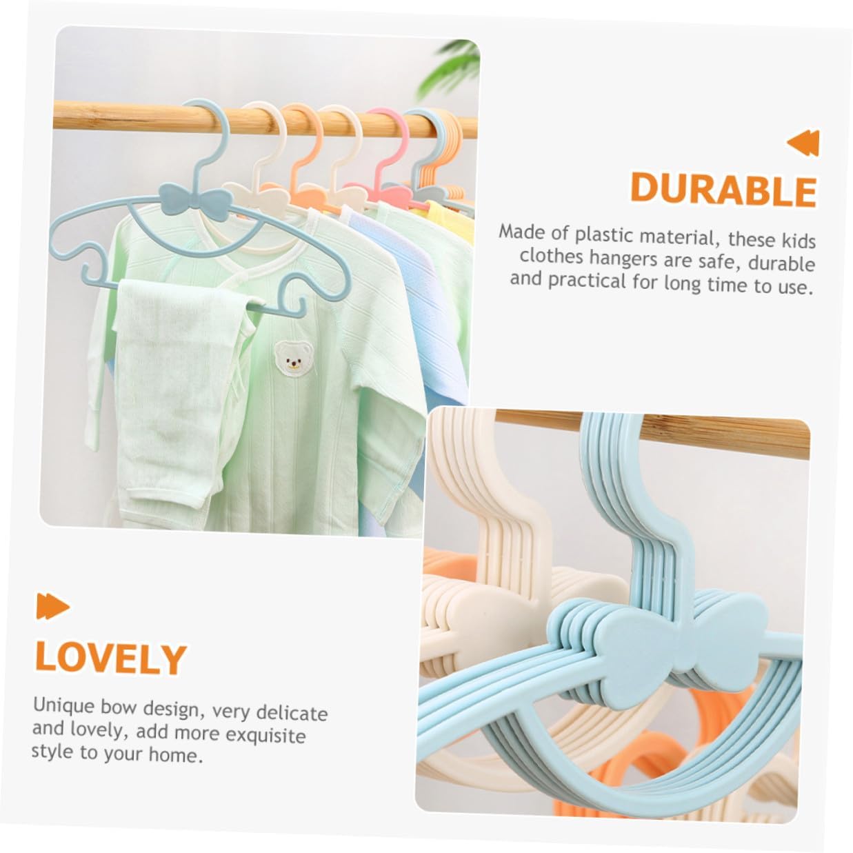 BESPORTBLE 100 Pcs Plastic Clothes Hangers Thickened Bowknot Style for Boy Random Color