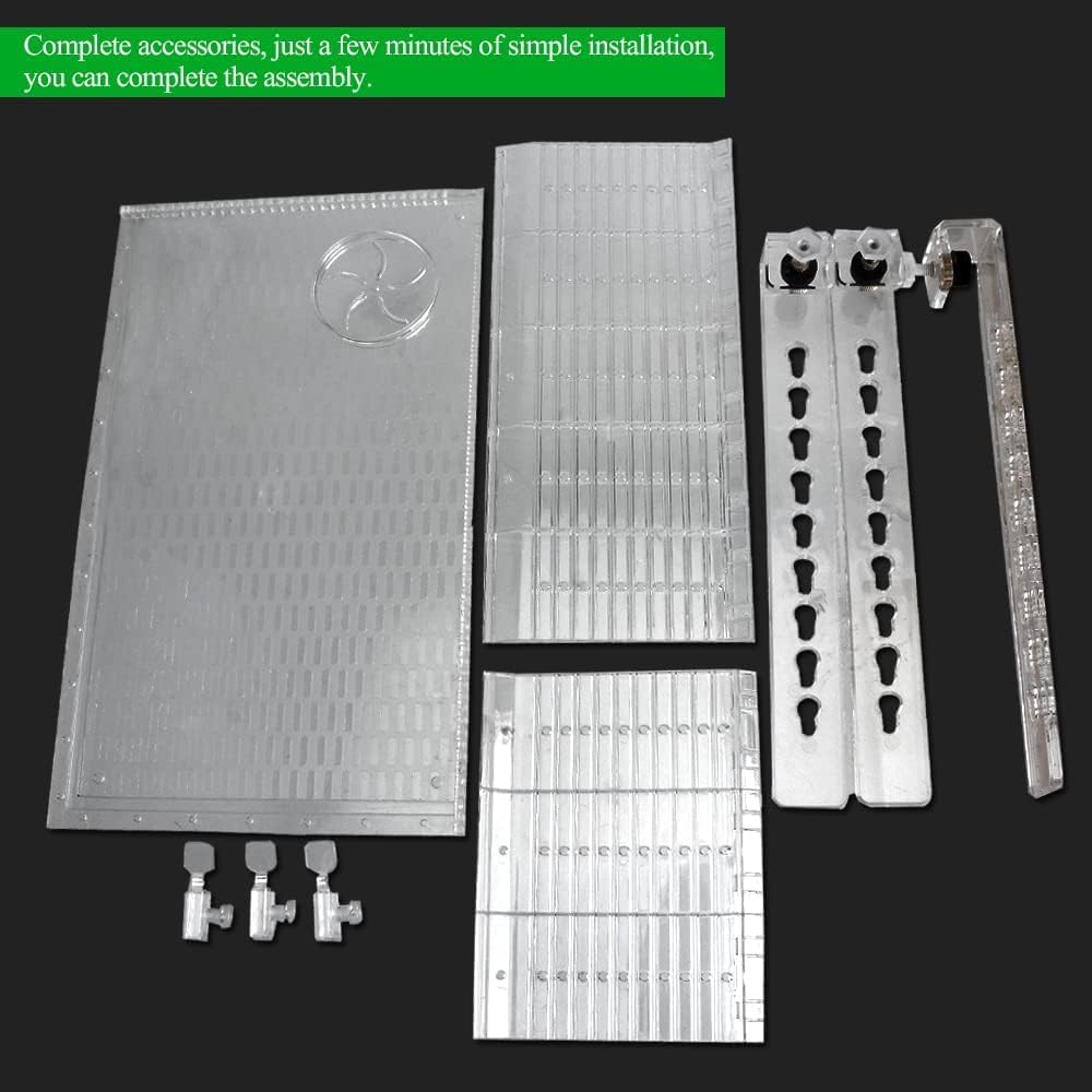 PENCK Hanging Turtle Basking Platform Acrylic Aquatic Reptile Ramp Dock Fence Type Tortoise Climbing Ladder Turtle Tank Accessories for Aquatic Reptile Feeding Resting (Medium), Transparent
