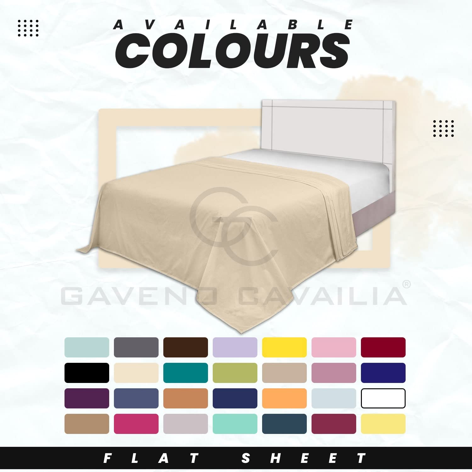 GC GAVENO CAVAILIA Set di biancheria da letto matrimoniale in policotone, anti-pieghe, in tinta unita, non si stira, facile da pulire, colore: crema