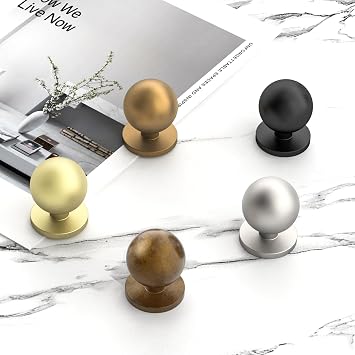 FILTA 10 Pack 1Inch(27mm) Diameter Round Solid Ball Antique Brass Cabinet Knobs Drawer Pulls Cabinet Hardware for Kitchen Cabinets and Bathroom Cabinets